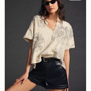 Anthropologie Pilcro Split-Neck Tee
